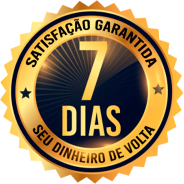 Selo de garantia de 7 dias de satisfação ou seu dinheiro de volta